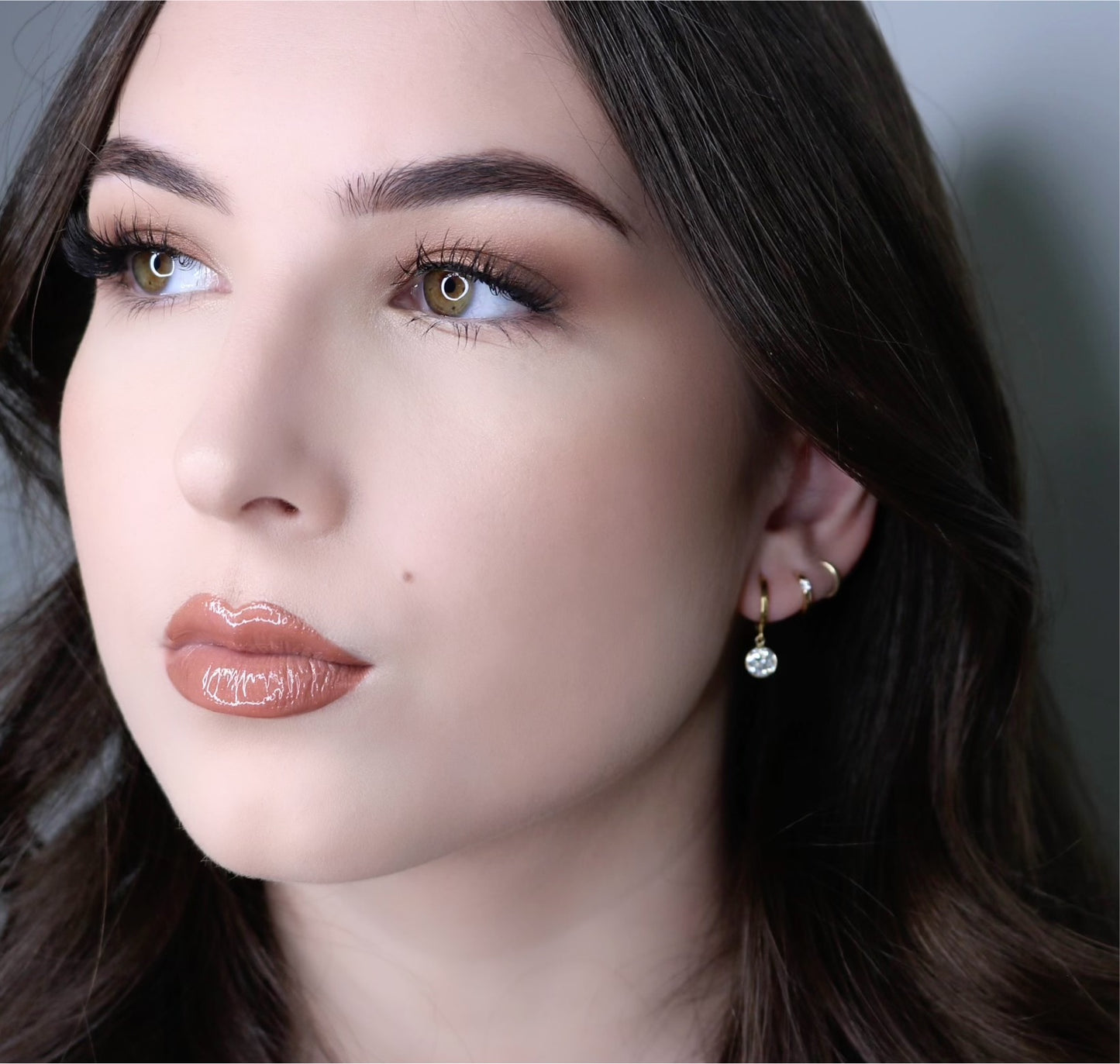 14K CZ Drop Hoops