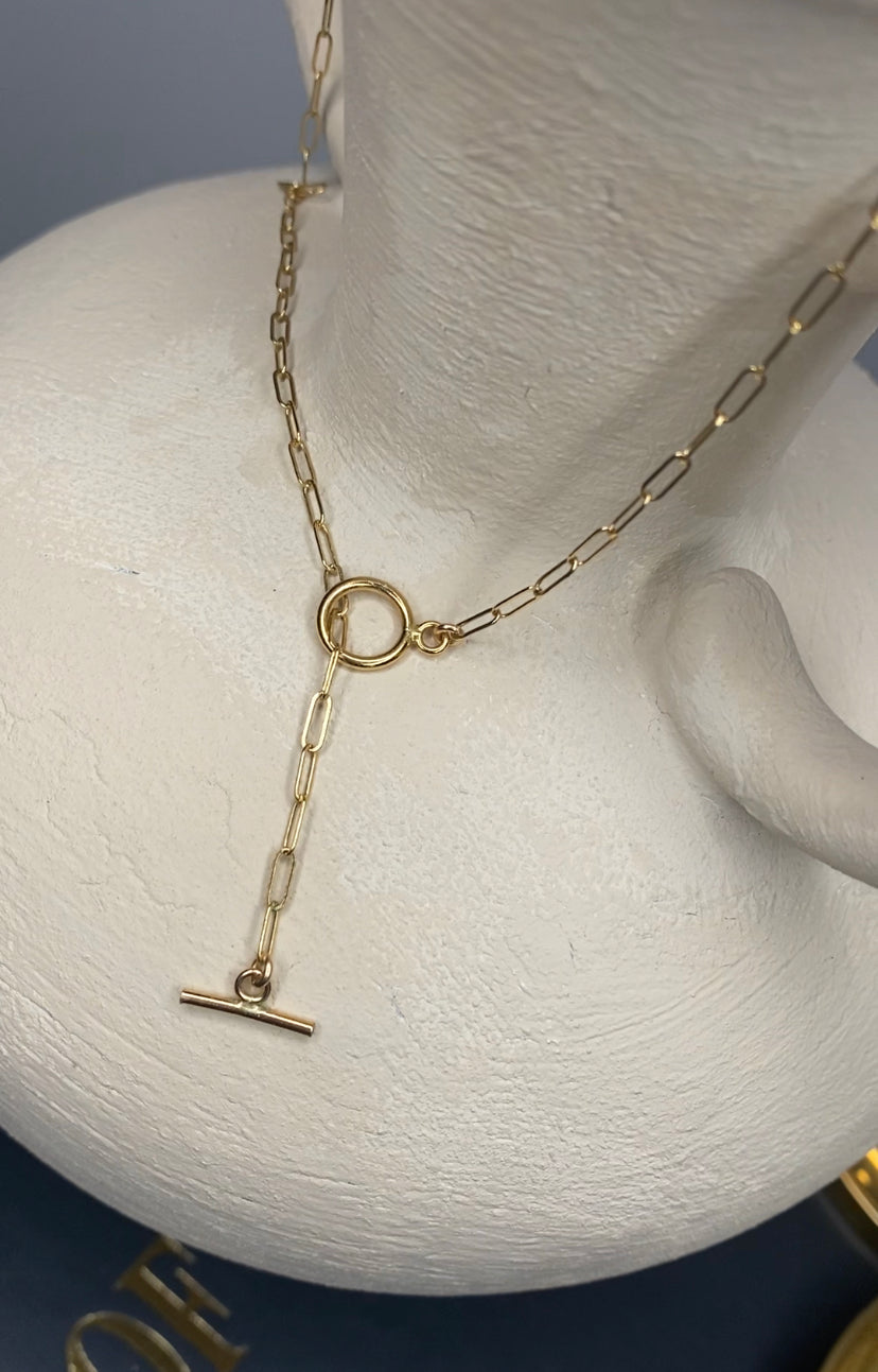 Dainty Paperclip Chain with Toggle Clasp