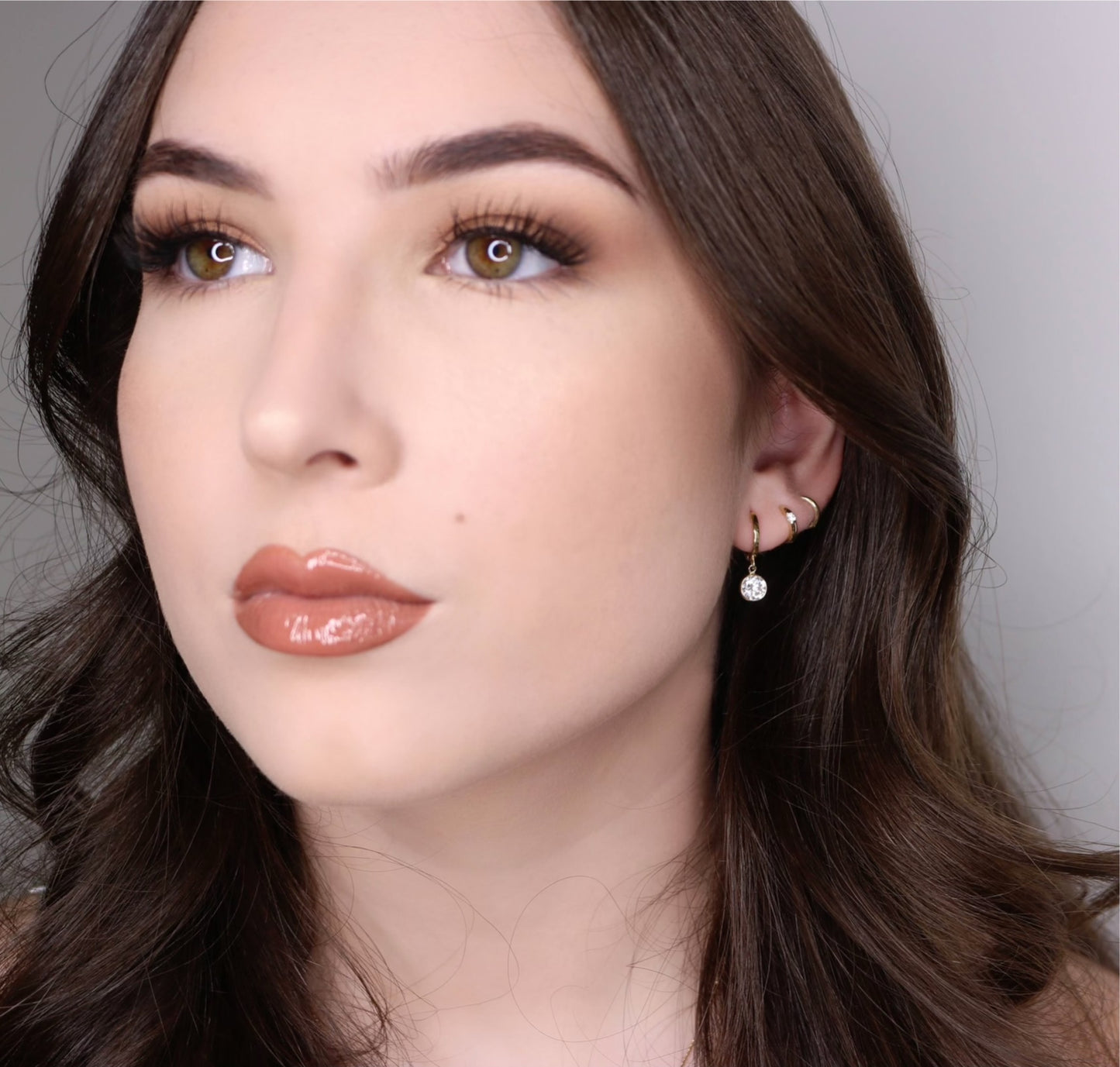 14K CZ Drop Hoops