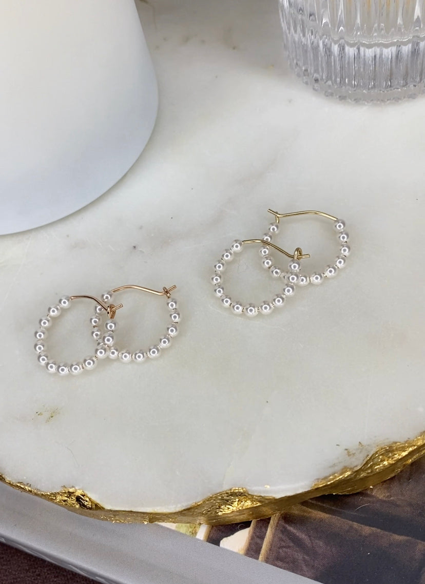 Small Pearl Hoop Earrings