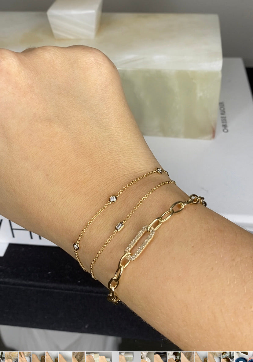 14K Baguette Solitaire Bracelet