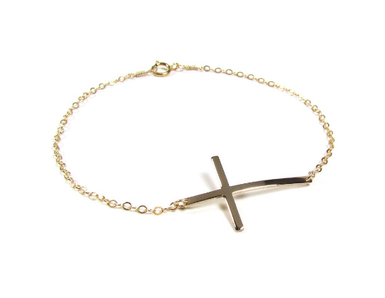 Skinny Sideways Cross Bracelet