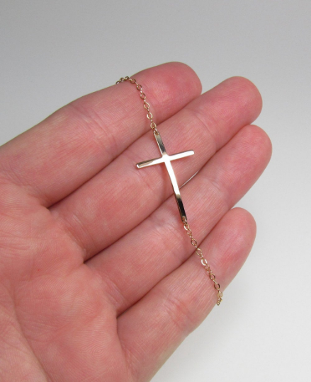 Skinny Sideways Cross Bracelet
