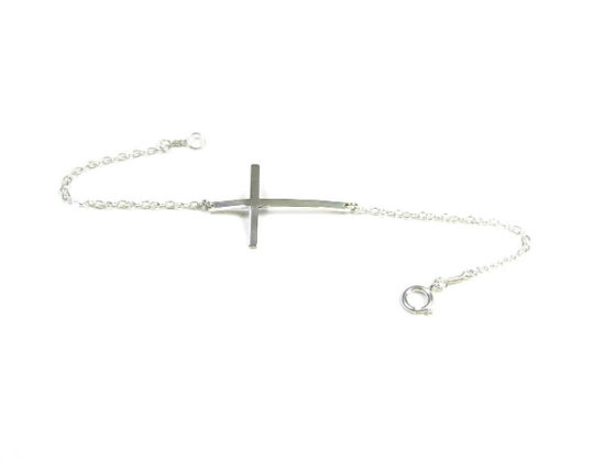 Skinny Sideways Cross Bracelet