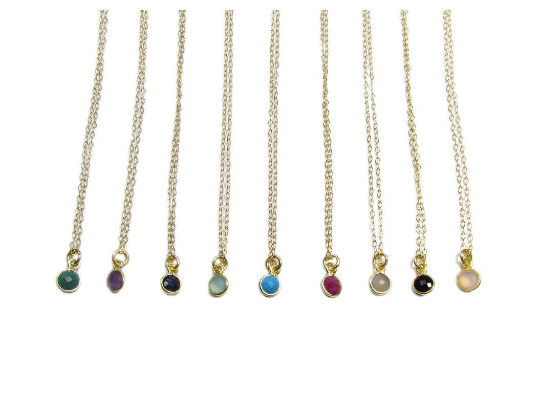 Tiny Faceted Gemstone Charm Necklace