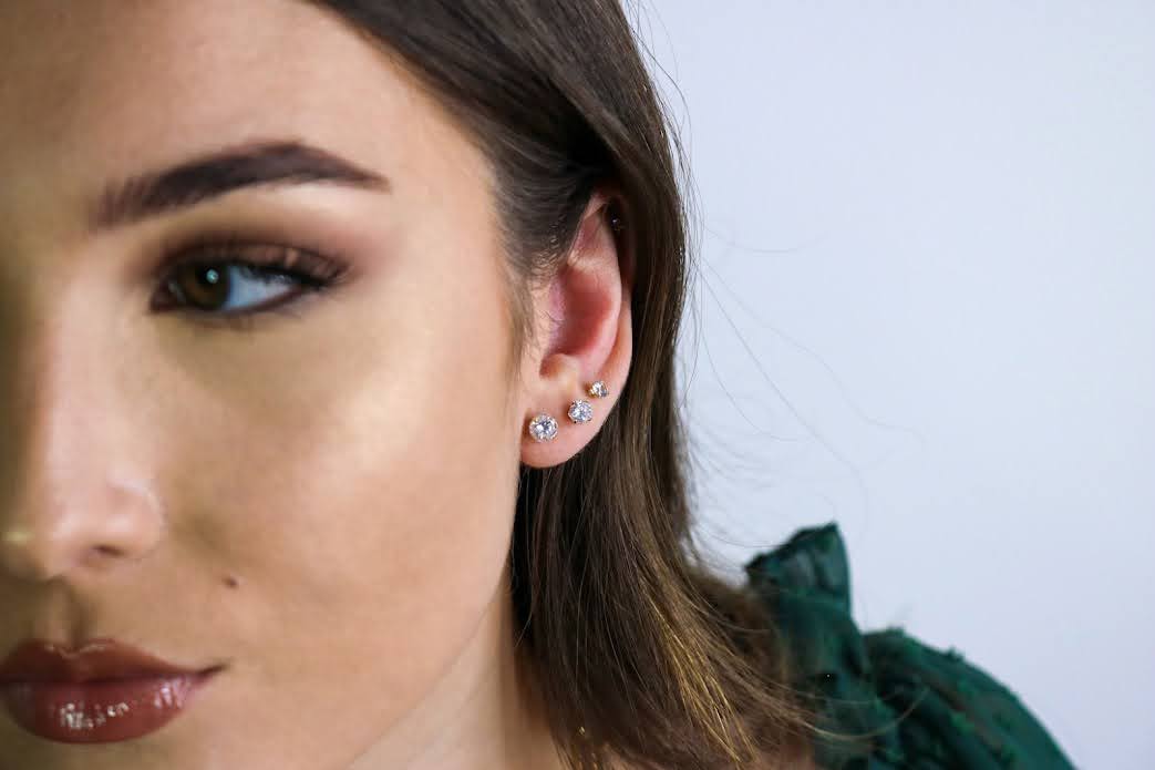 14K Solitaire CZ Studs