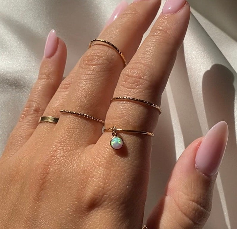 Opal Stack Ring | 14kt Gold Filled Opal Charm Ring