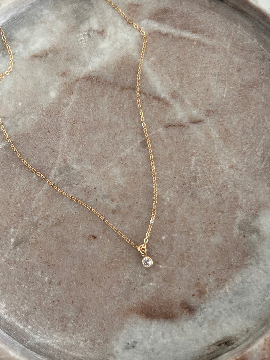 Tiny CZ Charm Necklace | Dainty Gold & Silver Necklace