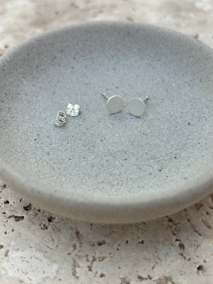 Sterling Silver Disc Stud Earrings | Polished or Matte Finish