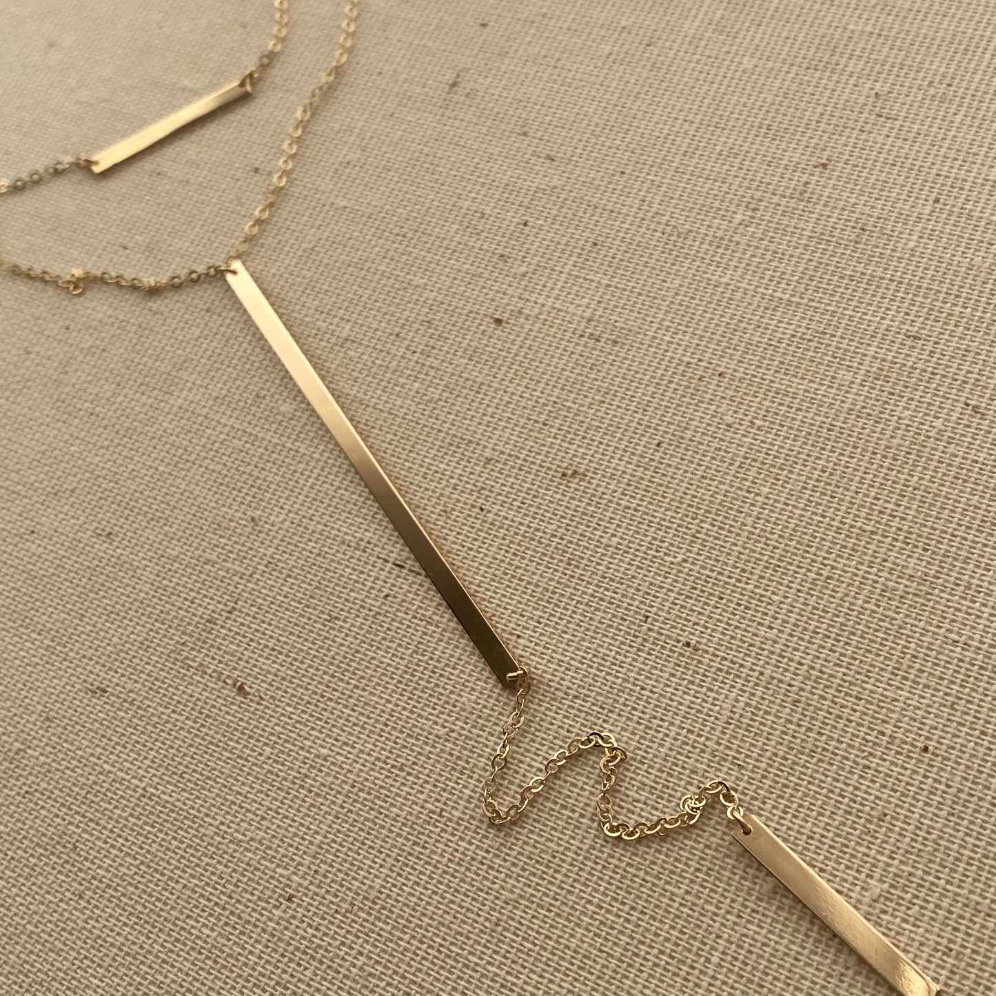 Double Bar Long Y Lariat Necklace | Layered Bar Necklaces Sold Separately or as a Set
