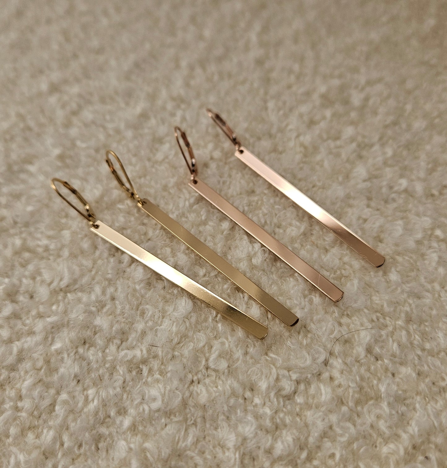 Minimal Bar Lever back Earrings | Long Drop Bar Earrings