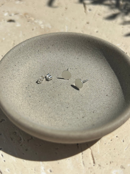 Sterling Silver Disc Stud Earrings | Polished or Matte Finish