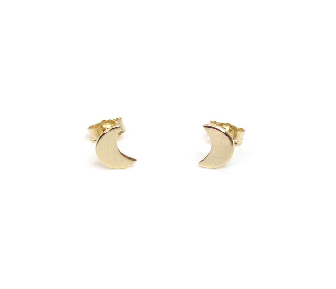 14K Gold Chubby Moon Stud Earrings | Celestial Design | Minimalist Jewelry