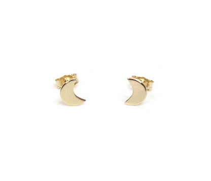 14K Gold Chubby Moon Stud Earrings | Celestial Design | Minimalist Jewelry