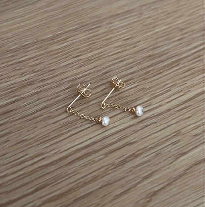 Tiny Pearl Illusion Earrings | Minimal Curated Ear Stack Drop