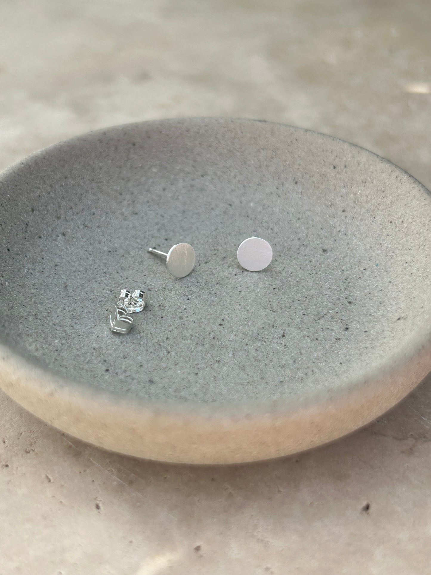 Sterling Silver Disc Stud Earrings | Polished or Matte Finish
