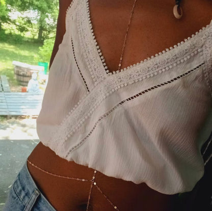CZ Drop Body Chain | Dainty Body Harness Necklace