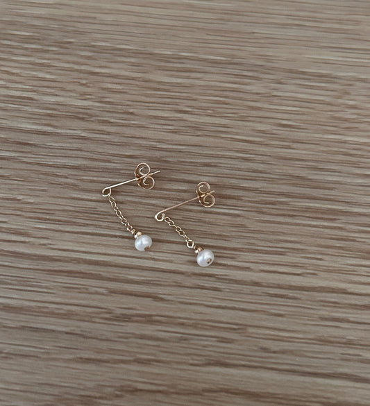 Tiny Pearl Illusion Earrings | Minimal Curated Ear Stack Drop