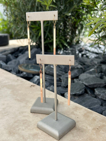 Minimal Bar Lever back Earrings | Long Drop Bar Earrings