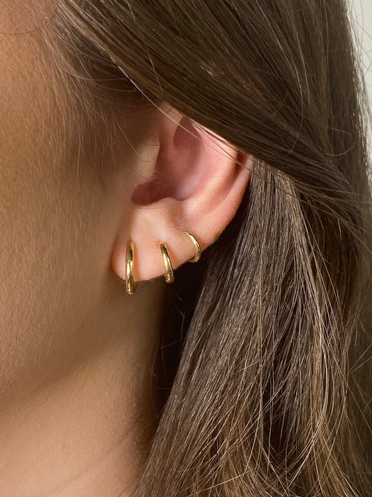 14K Yellow Gold Polished Hoop Earrings | Single or Pair | 3 Sizes