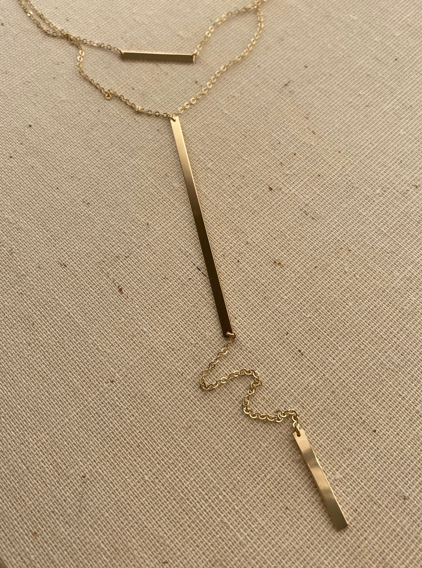 Double Bar Long Y Lariat Necklace | Layered Bar Necklaces Sold Separately or as a Set