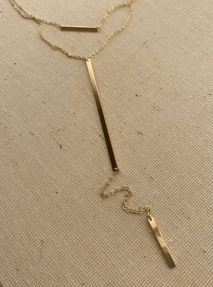 Double Bar Long Y Lariat Necklace | Layered Bar Necklaces Sold Separately or as a Set