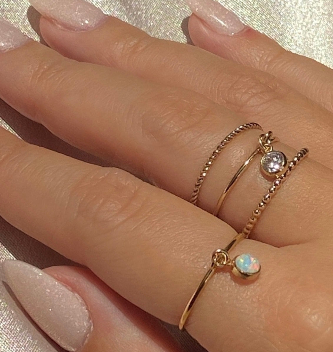 Opal Stack Ring | 14kt Gold Filled Opal Charm Ring