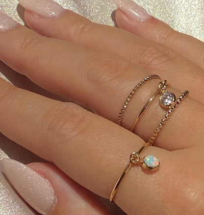 Opal Stack Ring | 14kt Gold Filled Opal Charm Ring