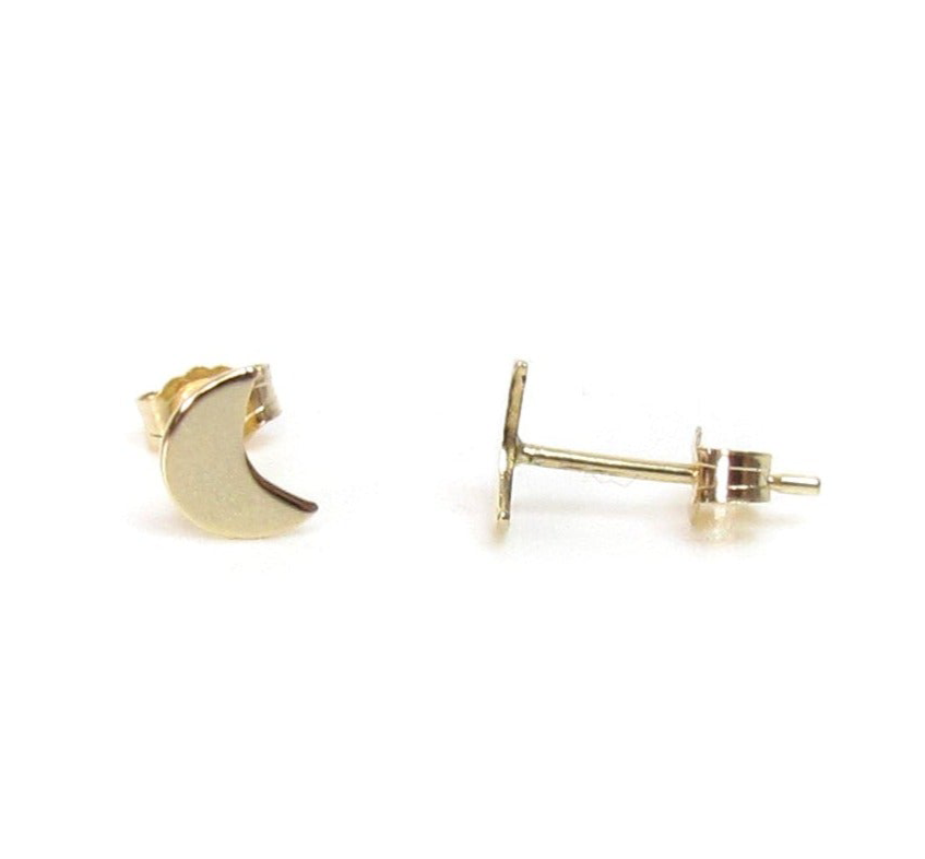 14K Gold Chubby Moon Stud Earrings | Celestial Design | Minimalist Jewelry