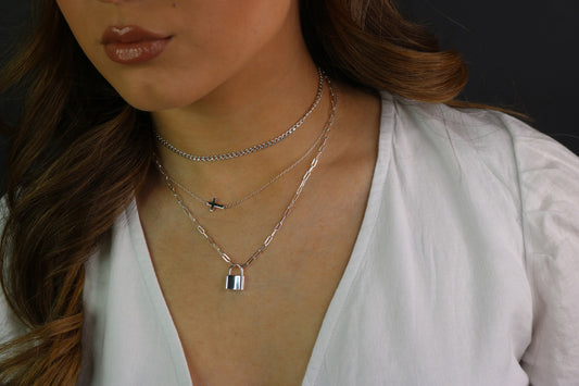 Tiny Sideways Cross Necklace | 3 Metal Finishes