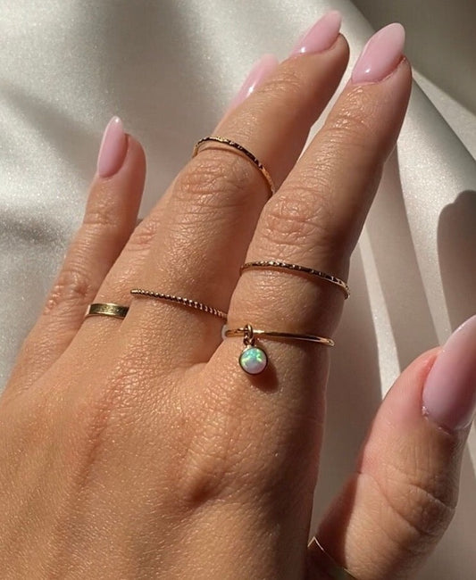 Opal Stack Ring | 14kt Gold Filled Opal Charm Ring