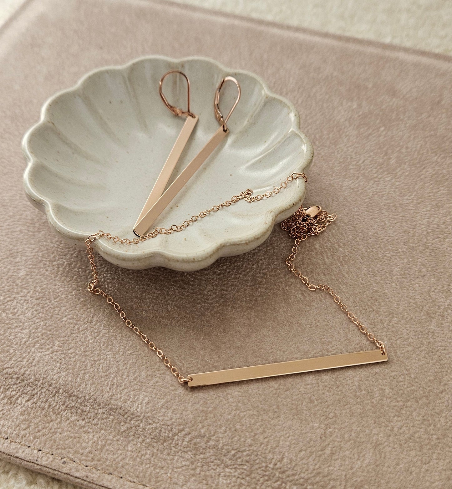Minimal Bar Lever back Earrings | Long Drop Bar Earrings