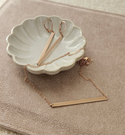 Minimal Bar Lever back Earrings | Long Drop Bar Earrings