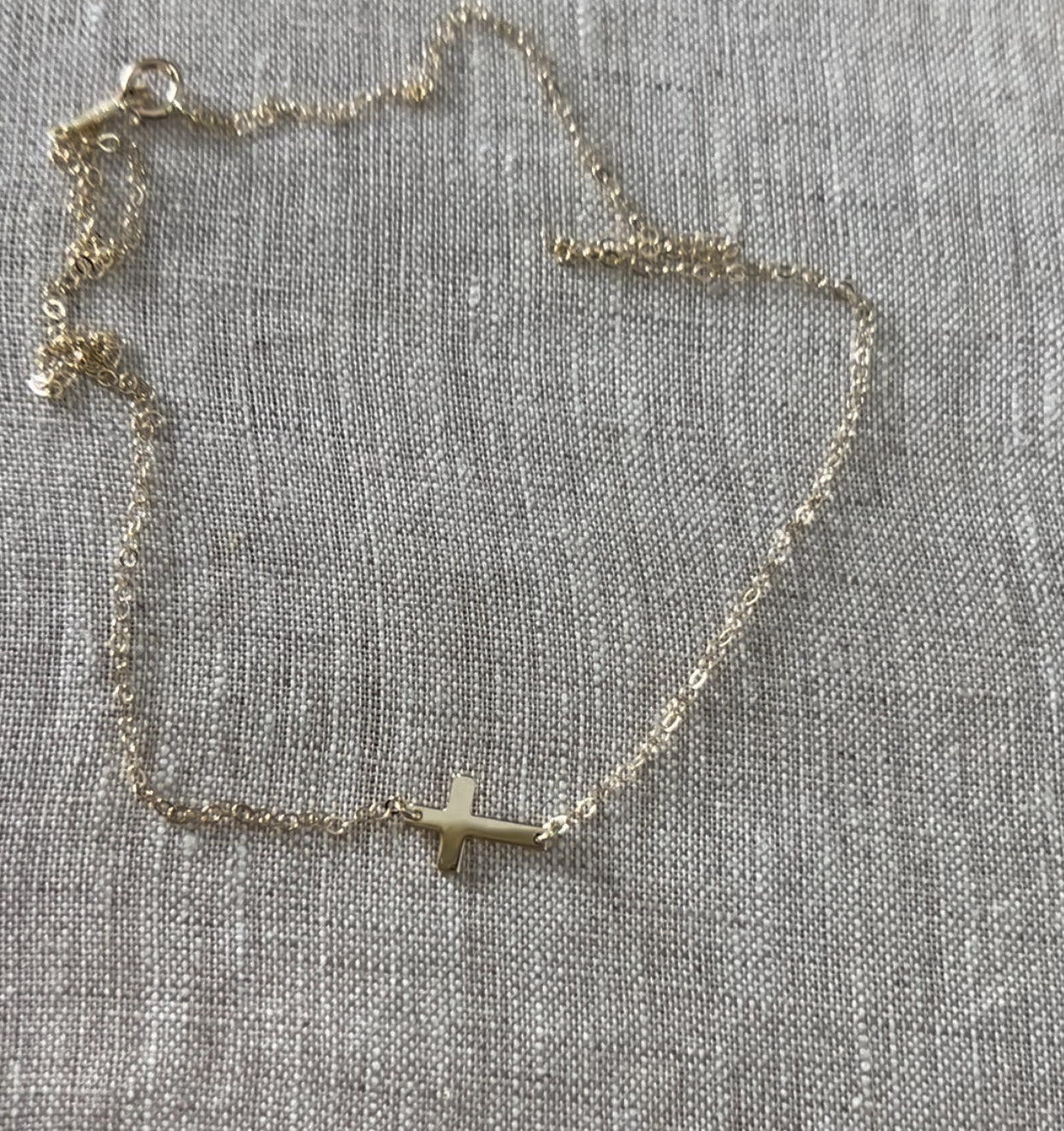 14K Mini Sideways Cross Necklace | Solid Yellow Gold