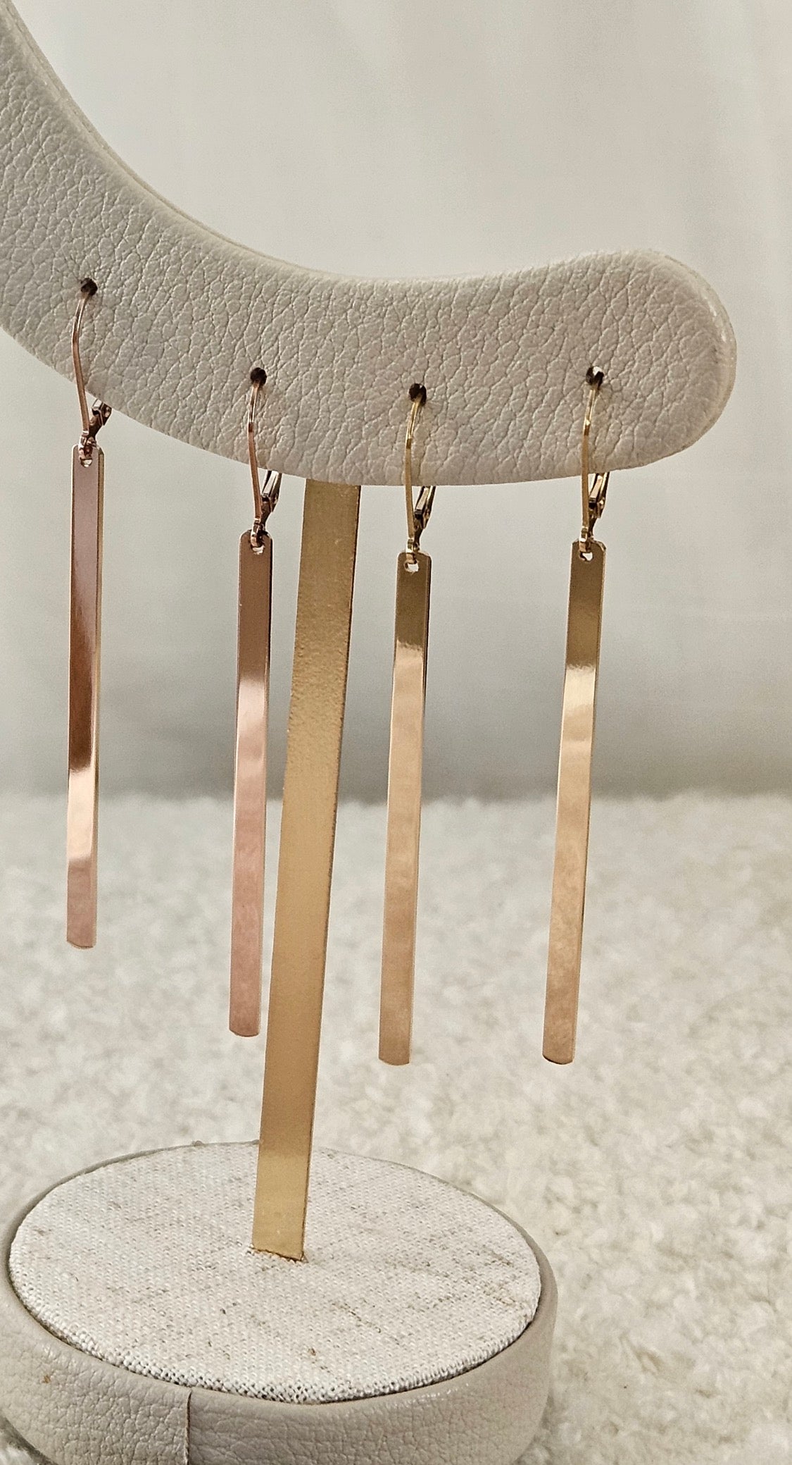 Minimal Bar Lever back Earrings | Long Drop Bar Earrings