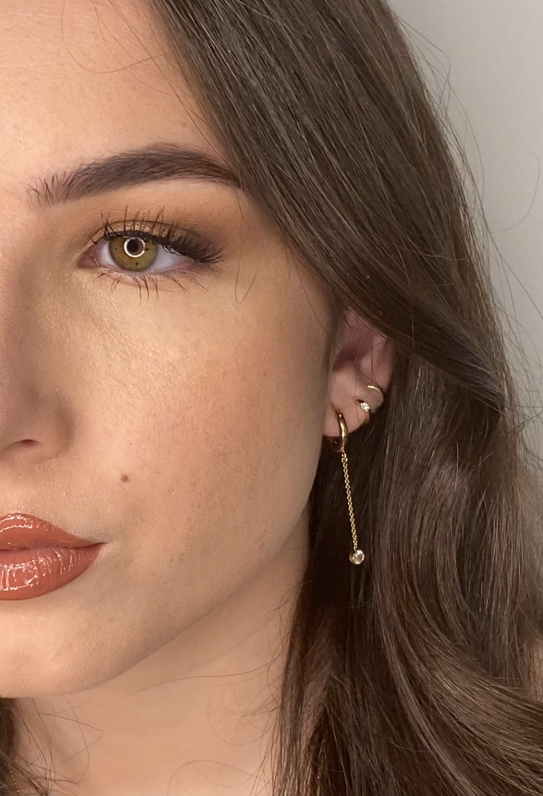 Gold-Filled Hoops with CZ Drop | Dainty Chain Earrings
