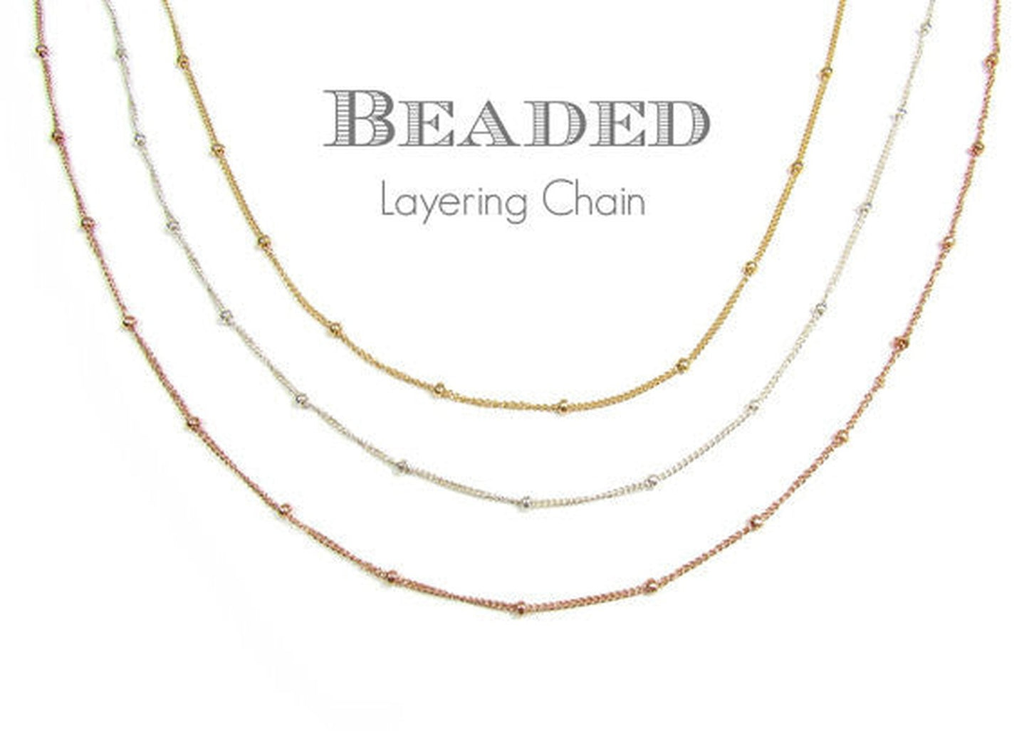 Beaded Satellite Layering Chain | 14kt Gold Filled, Rose & Silver Necklace