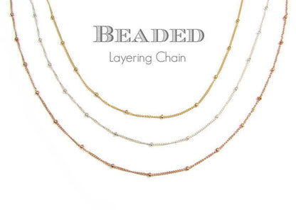 Beaded Satellite Layering Chain | 14kt Gold Filled, Rose & Silver Necklace
