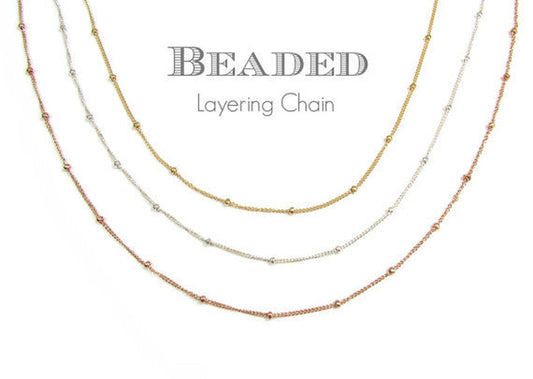 Beaded Satellite Layering Chain | 14kt Gold Filled, Rose & Silver Necklace