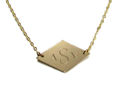 Engraved Monogram Geometric Initial Necklace