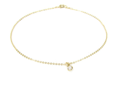 CZ Drop Anklet | Dainty Ankle Bracelet