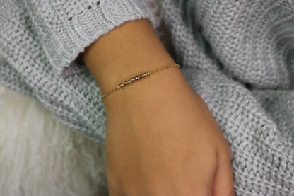 Bead Bar Bracelet | 7 Gold-Filled Beads on Flat Cable Chain