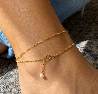 Tiny Bar Anklet | Dainty Gold Filled or Sterling Silver Ankle Bracelet