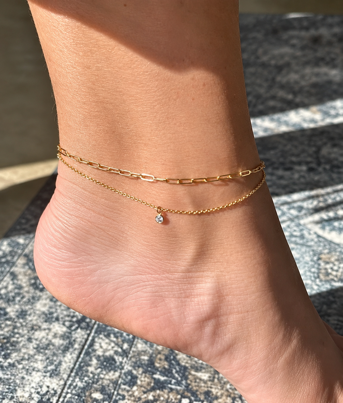 CZ Drop Anklet | Dainty Ankle Bracelet