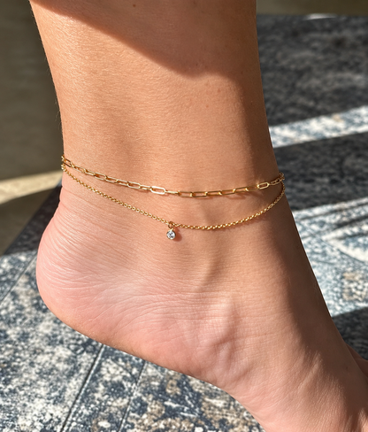 CZ Drop Anklet | Dainty Ankle Bracelet