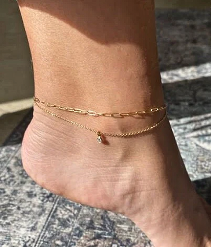 CZ Drop Anklet | Dainty Ankle Bracelet