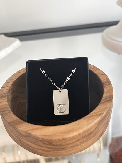 Old English Initial Pendant Necklace | Engraved Pendant