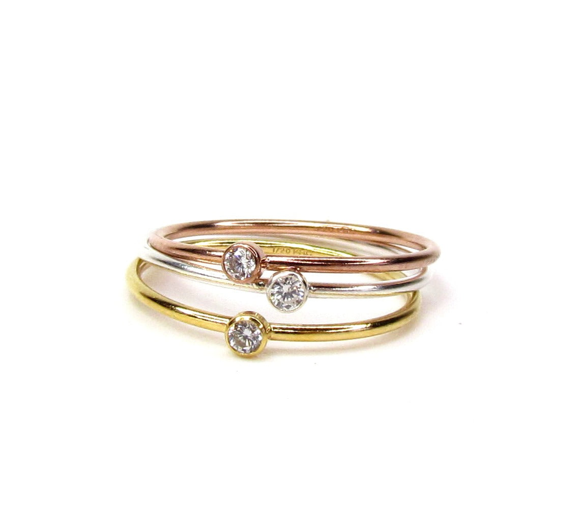 CZ Stack Ring | Solitaire Band Ring | 3 Metal Choices