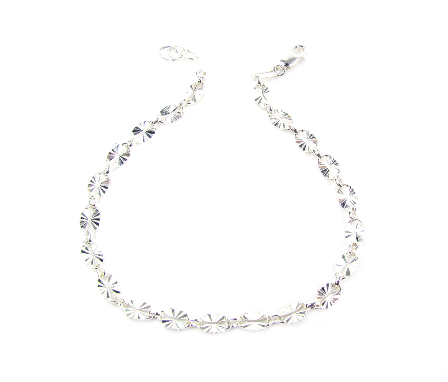 Sunburst Anklet | Reflective Textured Chain Anklet in Gold Filled or Sterling Silver