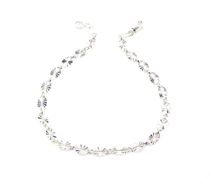 Sunburst Anklet | Reflective Textured Chain Anklet in Gold Filled or Sterling Silver
